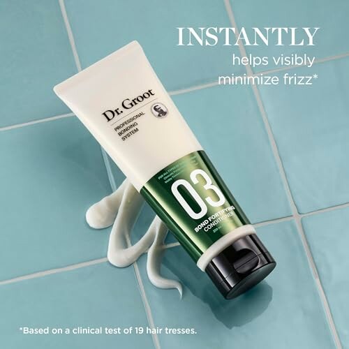 Dr. Groot Bond Fortifying Conditioner on blue tiles.